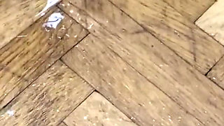 Hairy girl smoking then pissing