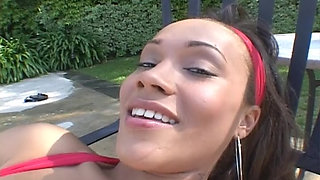 Black Horny Slut Gives a Tasty Blowjob to a White Hard Cock