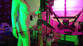 Dominatrix Eva Latex Solo Facesitting Femdom Panties Big Ass MILF BDSM Fetish Hot Heels Gonzo White Pvc Dress