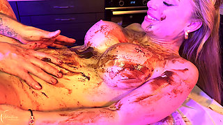 The Naughty Christmas Recipe Love and Chocolate - Gaël Fucks the Busty Blonde with the Little Angel in the Ass