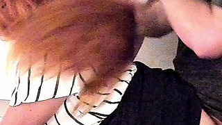 Teacher Lets Her Long Red Hair Down for Rough Hair Pulling Fuck Bent Over Desk