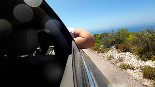 Hitchhiker Pissing 3 Time Out of Window of a Car in Motion