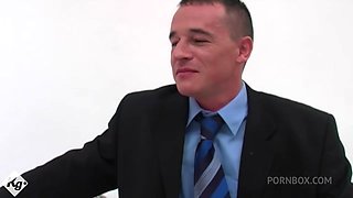 Busty Scottish Bombshell Takes On Three Big Cocks In Her Job Interview