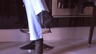 Shoeplay in Black Pantyhose and Pink Pumps