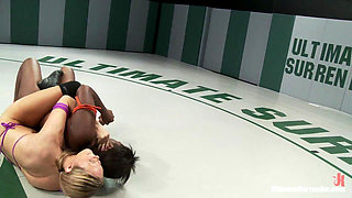 Blond Battles Stronger African American Girl the Only Non-scripted Competitive Sex Wrestling in the World