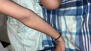 Cumshot for brunette after pov blowjob