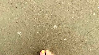 Busty brunette foot fetish and footjob in nylons