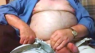 Hairy Grandpa Bear Strokes His Big Cock
