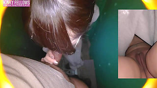 Fragile Heiress Heat as the Natural Rich Beauty Offers Warm Mouth Support Inside a Risky Temporary Booth