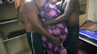 Village Pregnant Aunty Hot Sex with Two Guys