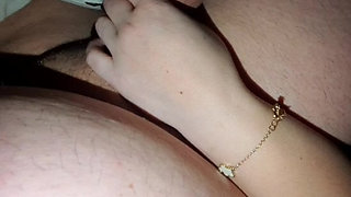 Step Mom and Step Son Share One Hotel Bed and handjob his big dick in erection