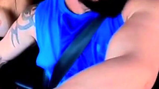 No Shame! Natzinha Flashing Her Tits in Traffic and Rubbing Herself.