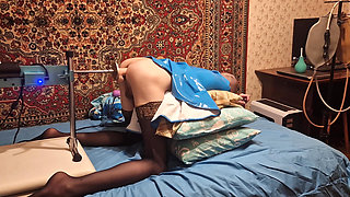 Sasha Earth Cute sissy having sex with a Fuck machine