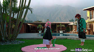 Innocent Mitsuri Gets Tremendous Anal From Tanjiro and Fills His Face with Milk