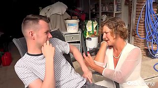 Oldnanny Mature Granny Seduces Horny Stud In Garage