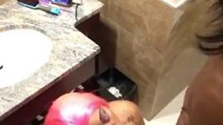 Bathroom sex: Blowjob, Doggy  Big Tits Porn