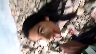 Public Blowjob at Glacier - Amateur Babe Caught in the Cold