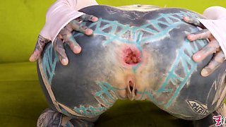 Threesome Anal Only Alternative Dreadlocks Girl Double Anal, Prolapse, Gape