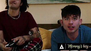Stepmom Gets Caught Fucking Stepson Best Friend And Fucks Both Guys