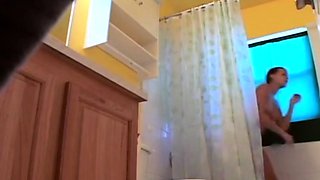 Stepdaughter 21 shaves pussy in shower (voyeur)