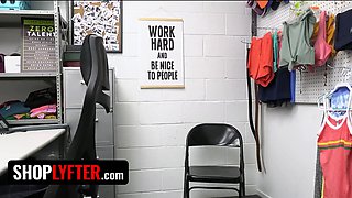 Naughty teenie charly summer caught stealing and gets taken to the backroom