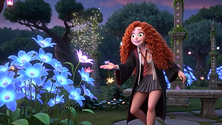 POV One Full Week with Stunning Slim Curly Fiery Ginger Girl at Magical University in Vibrant 3D Cartoon Style