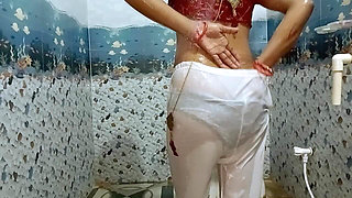 Indian Stepmom Bathing in Open White Legis Make Me Feel Better