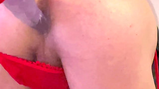 Sexy sissy plays with dildos