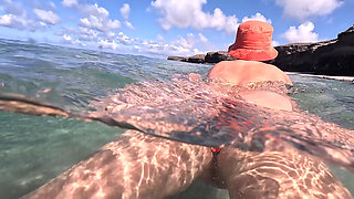 Naked MILF Swimming with Anal Plug Underwater