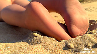 Beach Ignore: My Sandy Nylon Soles in the Sun, Lazily Teasing You