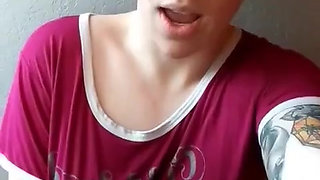 Fit Redhead Rubs Her Big Clit and Cums Hard Before Her Shower