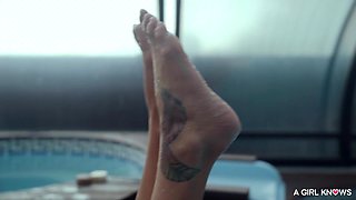 Kessy Shy Splashes into Hot Lesbian Poolside Adventure