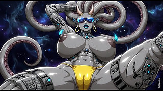 My Alien girlfriend topless in space (Ai animation)