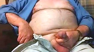 Hairy Grandpa Bear Strokes His Big Cock