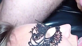 Hot bukkake party with sexy skinny teen mistress Maria part 2