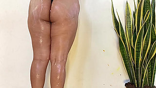 Busty Oiled Wife Sucking Me Dry Until I Explode on Her Tongue