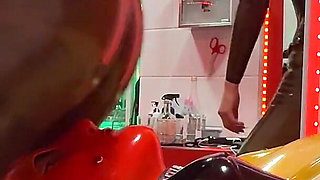 Facesitting Lesson: He Is Completely Addicted to His Rubber Goddess's Latex Ass