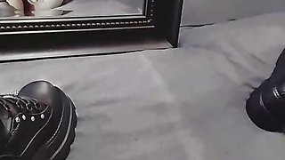 Goth Latina, dildo, boots and uncensored  masturbation