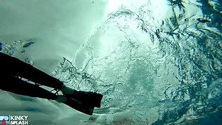 Wetsuit Bondage Mermaid Slippery Pool Kink with Fins, Rope & Deep Diving