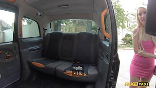 Fake cab sexy blondie stunner enjoys riding on a Big Cock in a taxi