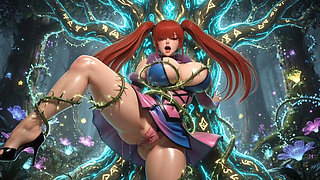 Shermie King of Fighters Magical Forest Vine tied   3D Hentai