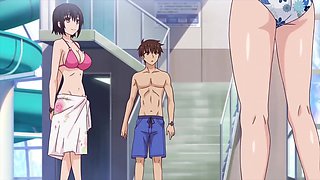 Lost her bikini top in the pool and got pussy pumped in locker room after hentai
