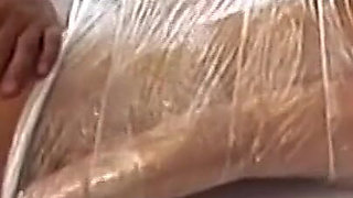 Wrapped Slut Gaping Anal Fingered by Horny Group