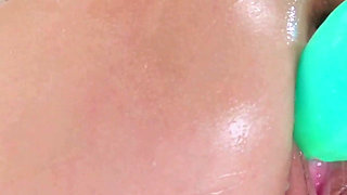 Ass Stretched with Big Dragon Toy and Pussy Fucked with Sexmachine