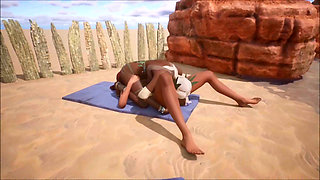 Wild Life Lesbian girl pussy liking each other in the beach