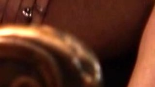 Big tit MILF does close up while dildoing her pussy