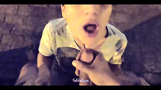 Breakfast in the Street! 18 Year Old Bitch Blowjob Me for Free in the Middle of the Street! Falled on the Net