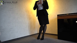 Hot office clerk blowjob frontal sex