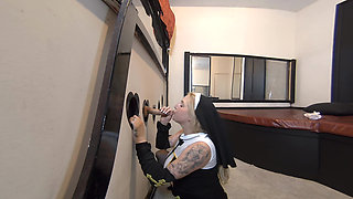 Public Gloryhole Gobblers - Cheri and Loula Take on the Challenge.