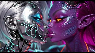 Beautiful Aliens Kiss on Nice Music, Ai Animation